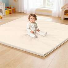 1 件婴儿游戏垫，尺寸 47x47 英寸，加厚 1.2 英寸泡沫地垫，适合宝宝练习趴卧和爬行，防水防滑仿皮游戏垫，适合婴幼儿室内外活动，时尚易擦拭，方便宝宝在地板上玩耍