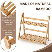 DIY Easy Assembly Double-Layer Natural Bamboo Shelf - 30/40/50cm Length Options, High Load-Bearing Storage Rack, Multi-Function Organizer Shelf, Suitable For Kitchen Spice Storage/Desktop Cup Holder/Living Room Succulent Display/Window Sill Storage - Apricot - View 8