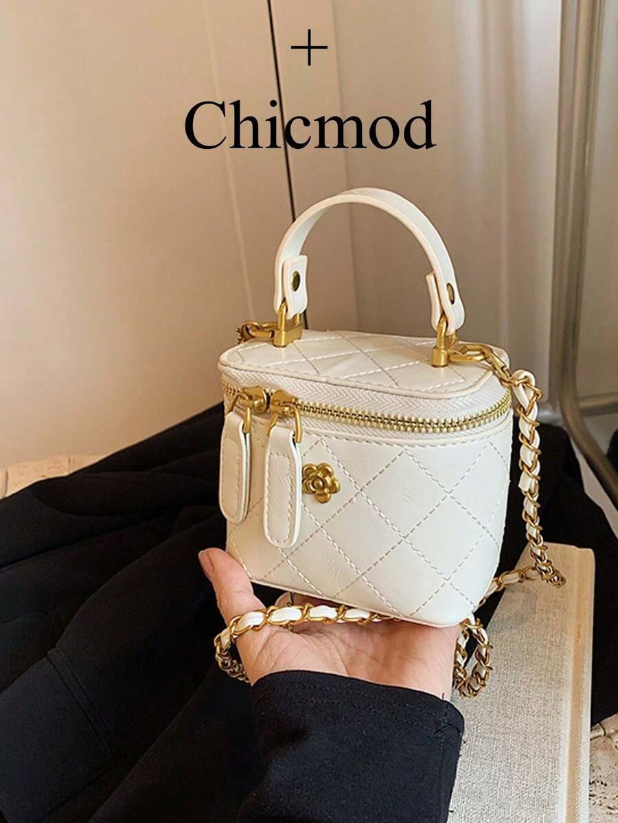 Túi xách tay thêu hình thoi Petite Women Tote Shoulder Bag, Thích hợp cho việc mua sắm, ví, phụ nữ trẻ, sinh viên đại học, người mới bắt đầu, nhân viên văn phòng. Thích hợp cho văn phòng, trường đại học, công việc, kinh doanh, đi làm, hoạt động ngoài trời, du lịch & dã ngoại - Màu be - Xem 1