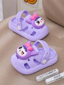 1 Pair Girls' Cartoon Cute Anti-Slip Bathroom Slippers, Suitable For Spring & Summer - Purple - View 4