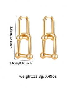 一对球形U型回形针别针Y2K风格粗耳环，男女皆宜；14k镀金马蹄形链条圆环耳环，适合运动/日常/度假/婚礼佩戴；精致水滴耳环，适合斋月/周年纪念日/母亲节/情人节/圣诞节等场合。 - U形耳環 - 查看 2