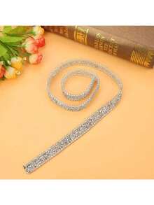 EstiloDiamond Ribbon, Rhinestone Acrílico Diamond Ribbon Sparkle para Accesorios de Ropa Cinturón de Estampación en Caliente Clip para el Cabello Zapato de Decoración(Plata)Versión mejorada - Pago - Ver 7