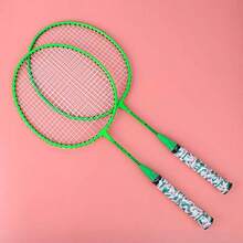 Bewinner1 Juego de Raquetas de bádminton portátil Juego de Deportes de Interior Exterior con 2 Bolas de Entrenamiento liviano para Principiantes Niños Niños Niñas - Verde - Ver 4