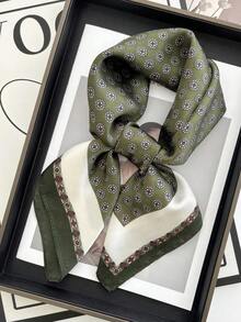 1pc Unisex Scarf, Square Headband, Headwrap, Shawl, Neck Scarf, Bandana, For Women - 墨綠色 - 查看 4