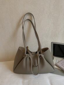 1pc Fashionable Versatile Minimalist Niche High-End Feeling Shoulder Bag, Suitable For Going Out - Grey - View 3