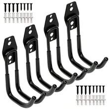 Swendo Garage Hooks Heavy Duty Garage Storage Utility Double Hooks Wall Mount Tool Holder Organizer with Anti-Slip Coating 4 Pack Black 4.2" Large Round J Hook - Paquetede4ganchosredondosgrandesenformadeJnegrosde42pulgadas - Ver 1