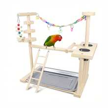1件随机颜色和款式发货，木制鸟架栖木，鹦鹉及其他鸟类训练平台，落地式鸟舍配件 - 彩色 - 查看 6
