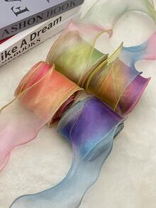 1 pezzo Accessori in tulle iridescente sfumato, 3 misure, fiocco in tulle con onde arricciate, nastro in tulle a forma di coda di pesce - Multicolore - Visualizzare 1