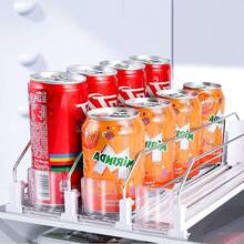 Organizador de bebidas para nevera dispensador organizador de latas de soda para refrigerador con deslizamiento automático de empujador separadores transparentes de ancho ajustable para 15 latas - Blanco3 - Ver 1