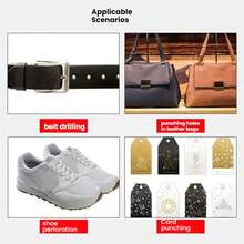 1个红色皮革打孔器，1个6孔皮革打孔器，皮带打孔器，打孔工具/圆孔打孔器，适合新年、感恩节、开斋节礼物，多用途打孔器，可用于皮带、背包、包袋、鞋子，孔径：2-4.5毫米