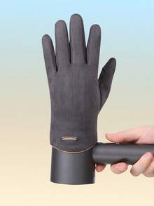 1 Paio di eleganti guanti in poliestere caldi da uomo, adatti per guida, ciclismo, touchscreen, antivento, caldi per outfit da pendolarismo in autunno/inverno e vacanze - Guanti caldi da uomo per autunno e inverno - Visualizzare 2