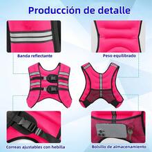 Chaleco Con Peso 5Kg 10Kg Chaleco de Peso para Ejercicio Weighted Vest Ajustable Ergonómico con Correas Reforzadas Rayas Reflectantes y Bolsa de Malla Ideal para Entrenamiento de Fuerza Fitness Correr - Rosa - Ver 4