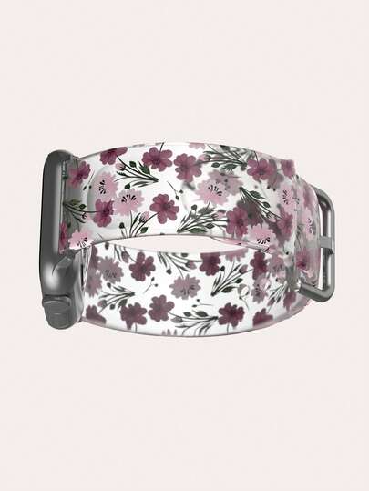 Semi-Transparent Purple Floral Silicone Watch Band Compatible With Apple Watch 38mm 40mm 41mm 42mm 44mm 45mm 49mm, Fits Series Ultra/S10/S11/SE/8/7/6/5/4/3/2/1