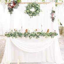 1/50件装 68.89英寸桉树花环，长款人造混合桉树叶花环，绿色花环悬挂植物，适用于农舍、餐桌、壁炉、婚礼拱门、房间装饰、家居装饰、厨房装饰、婚礼装饰、桌面摆件、办公室装饰、花园装饰、户外装饰、生日派对装饰、新年礼物、情人节礼物 - 綠色 - 查看 5