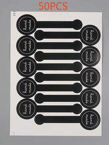 100 Stickers Long Strips Handmade Stickers Black Long Label Biscuit Cake Baking Packaging Adhesive Stickers Baking Decoration, Box Seal School Supplies Food Bag Food Box Suitable For Candy Chocolate Cookies Etc.