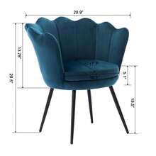 WAHSON OFFICE CHAIRS 1PC Wahson Velvet Armchair Armchair With Gold Legs, Comfortable Bedroom Armchair Relax Chair For Living Room/Bedroom - 寶藍色 - 查看 3