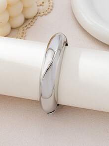 1 chiếc trang sức thời trang: Vòng tay bản rộng hình học bất đối xứng bằng bạc, thích hợp cho các lễ hội, đi biển, tiệc tùng và đeo hàng ngày. - bạc - Xem 3