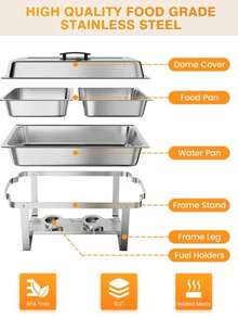 Techigher Chafing Dishes For Buffet 2/4/6 Pack, 8QT Food Warmers For Parties Buffet, Chafing Dish Buffet Set With Folding Frame For Any Party - 2 Pack - View 6
