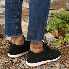 女士优雅圆头平底系带厚底时尚运动鞋