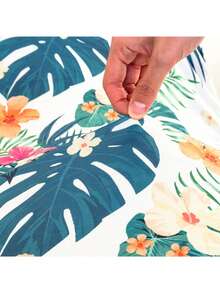 1pc Modern Geometric Pattern Digital Print Removable & Washable Milk Silk Elastic Curved Shell Chair Cover, Suitable For All Seasons - Multicolor - View 6