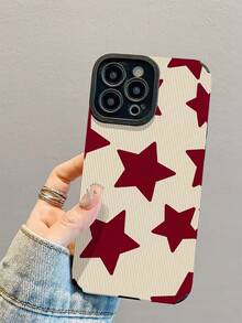 1pc Fashionable & Elegant Red Star Pattern Shock-Proof Leather Phone Case Compatible With IPhone 17/17 Air/17 Pro/17 Pro Max, 16/16 Plus/16 Pro/16 Pro Max, 15/15 Plus/15 Pro/15 Pro Max, 14/14 Plus/14 Pro/14 Pro Max, 13/13 Pro/13 Pro Max, 12/12 Pro/12 Pro Max, 11/11 Pro/11 Pro Max - Multicolor - View 5