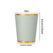 10/20/40pcs Spring Lavender Green & Gold Foil Disposable Paper Cups, Leak-Proof, Heat-Resistant, Suitable For Spring Outdoor Picnics, Casual Gatherings At Home, Birthday Parties, And Large Events - Sage Green - View 9
