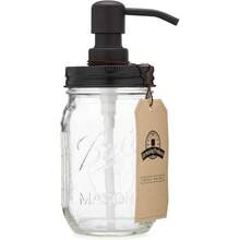 Frasco Dispensador de jabón estilo Mason Jar color negro de 16 oz 473 ml hecho de acero inoxidable a prueba de óxido - Transparentenegro - Ver 1