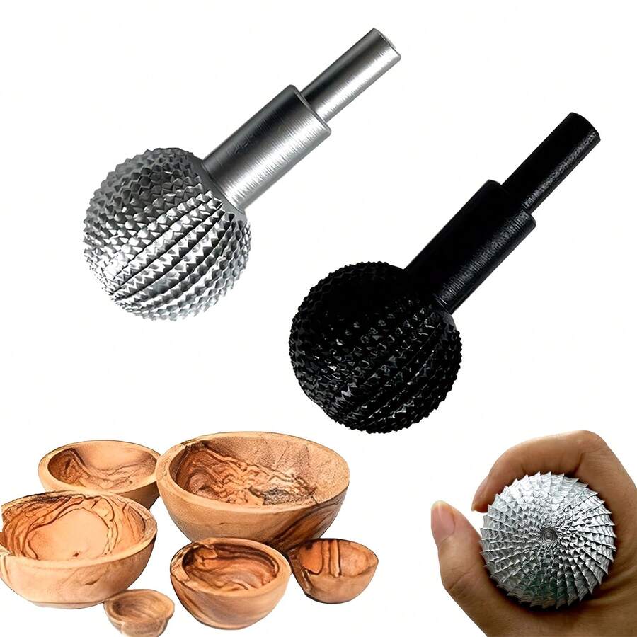 6件套钨钢旋转锉刀雕刻打磨工具耐磨球锉，用于去毛刺抛光 - 彩色 - 查看 1