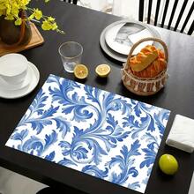4pcs William Morris Acanthus Blue Pattern Placemats Fashion Printed Pattern Table Mats Suitable For Dining Tables Kitchens Parties Indoor Festivals Dinner Parties And Home Decoration 12X 18inch CP2356 - 彩色 - 查看 7
