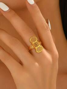 1pc European & American Geometric Open Ring, Hollow Wedding Jewelry