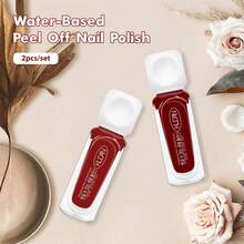 KUDAN 2 Bottles 10ml Red Water-Based Peel-Off Nail Polish Set, Odorless Quick-Drying Nail Polish, No Need For Baking, Long-Lasting, Suitable For Daily Manicure, Home Manicure And Nail Salon - Multicolor - View 6