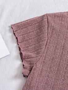 Bộ đồ mặc nhà 3 món dành cho nữ - Áo thun tay ngắn dệt kim gân, quần short và quần dài có dây rút, trang phục nhẹ nhàng thời trang xuân/hè - Đỏ - Xem 4