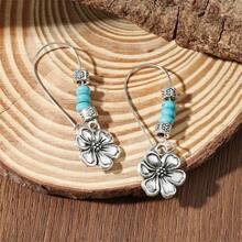 Boho Floral Beaded Dangle Earrings, Vintage Colorful Beads Creative New Fashion Elegant Party Jewelry Gift - Bạc - Xem 5