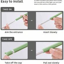 Cute Ear Case Silicone Skin Cover Pencil 2nd Generation, And Protective Nib Cover Accessories Compatible With Pro 11 12.9 Inch, Green - 第二代 + 第二代綠色 - 查看 6