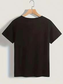 Plus Size Women's T-Shirts Loose-Fit Casual Sports Tops Breathable Black Short Sleeves With Geometric Print Machine Washable Suitable For Summer & Year-Round Travel Daily Wear - Black - View 3