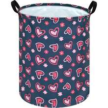 1个情人节洗衣篮收纳篮，房间脏衣篮，礼品篮，家居和办公室装饰收纳篮，多功能收纳，周末装饰，温馨家居办公室洗衣房点缀，轻便耐用框架，多用途家居收纳，送礼佳品，易于折叠，节省空间，保持杂物整洁，适用于洗衣房、卧室、宿舍、衣橱、客厅装饰，现代风格，时尚美观，精美包装，实用收纳方案 - 深灰色和玫紅色 - 查看 1