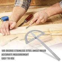 Gradmesser 0-180° Winkelmesser Edelstahl Winkelmesser mit Metall-FFeststellschraube Goniometer-Lineal Gradmesser Goniometer Winkellineal Protractor Winkelmesser mit Rundkopf für Schüler 150mm - como en la foto - Ver 6