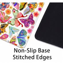 Colorful Butterfly Mouse Pad,Large Extend Mousepad Desk Pad With Stitched Edges,Non-Slip Waterproof Rubber Base Mouse Mat Desk Mat For Office Computer Keyboard Laptop Home 14x24 Inch Multiple Designs Available - 蝴蝶 - 查看 3