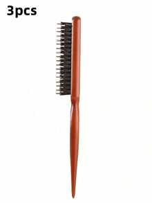 New 1pc Boar Bristle Brush, For Smoothing Back Hair, Backcombing, Edge Control, Smoothing Hair - Rat Tail Comb, Three-Row Tooth Comb, Brush Brush, Daily Beauty Salon Use Fluffy Hair Tool, Three-Row Boar Bristle Brush Professional Hair Styling Comb - Multicolor - View 9