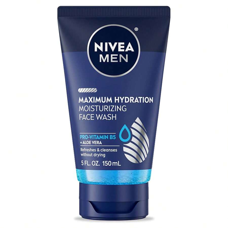 NIVEA MEN Maximum Hydration Moisturizing Face Wash With Aloe Vera, 5 Fl Oz Tube, New Year Skincare Refresh, Winter Hydration - Navy Blue - View 1