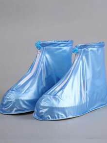 1双蓝色透明塑料抽绳防水雨鞋套，[L，XL] 尺码可选，防滑，防水，可重复使用，户外配件，适合学校、办公室、家庭、旅行、鞋子收纳保温、闺蜜节、狗狗、嘉年华、春夏精选、伴娘礼物、房间、卧室装饰、海滩、旅行、男士、女士、度假、妇女节、旅行必备、婚礼回礼、Y2K、卧室、汽车配件、厨房装饰、可爱小物 - 藍色 - 查看 6