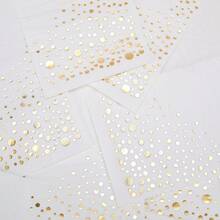 20张/40张/100张金色箔纸餐巾，白色和金色波点图案，一次性手巾，金属质感餐巾纸，适用于婚礼、婴儿派对、新娘送礼会、浴室派对用品 - 白色金點 - 查看 4