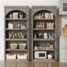 Estantería Librero Curvo 5 Niveles | Estilo Rústico Granja | 174 cm Alto | Color Gris | Perfecto para Sala y Oficina en Hogar - Gris - Ver 6