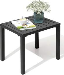 Crestlive Products - Mesa auxiliar rectangular de aluminio, mesa auxiliar para patio, pequeña mesa de centro para exteriores y interiores - Negro - - Ver 13