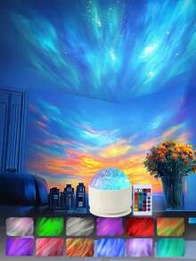 1 buc Lampă de atmosferă rotativă cu lumini nordice, iluminare Aurora reglabilă cu schimbare de culoare, potrivită pentru decorul dormitorului, camerei de zi și biroului, cadou de Ziua Îndrăgostiților și de sărbători