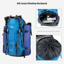Bseash 60L Waterproof Hiking Camping Backpack With Rain Cover Large Outdoor Sport Travel Daypack Rucksack For Climbing - Light Blue - 查看 5