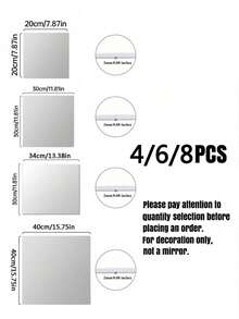 1盒装（1/4/8/10片）高清自粘亚克力镜板，无框柔性非玻璃镜，免打孔，易于安装，家居墙面装饰镜贴，适用于健身房、客厅、卧室、办公室，是馈赠亲朋好友的理想礼物