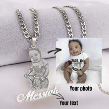 Custom Photo Necklace, Personalized Picture Necklace, Personalized Picture Engraved Necklace For Him & Her, Custom Photo Pandent Necklaces Gift For Mother 's Day Birthday Father 's Day - 彩色 - 查看 7