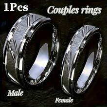 1PC 6/ 8MM Brushed Titanium Steel Couple Ring - Durable, Scratch Resistant, Fashionable - Perfect For Couple Proposal, Engagement, Wedding, Engagement Ring, Anniversary Gift - 8MM - View 1