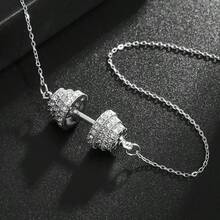1 chiếc vòng cổ hình quả tạ đính đá toàn bộ, thiết kế độc đáo, phụ kiện thời trang độc đáo cho đeo hàng ngày. - vòng cổ - Xem 5